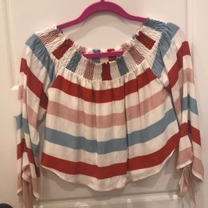Off the shoulder striped Lovers + FRIENDS top